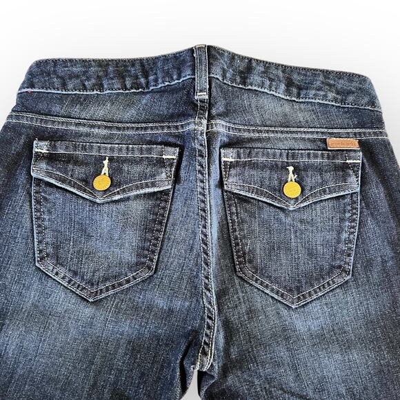 Carhartt Womens Capri Jeans Curvy Fit Dark Stonewashed Blue Leather Patch Cuffed - Picture 10 of 16